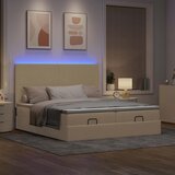  Otomanski okvir kreveta s madracima krem 200x200cm od tkanine | shoptok.hr