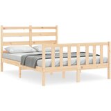 The Living Store Posteljni okvir z vzglavjem 120x200 cm trden les - Posteljni Okvir, (21525387) | Shoptok.si