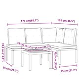  Set vrtnih klupa s jastucima 3 kom crni čelik obložen prahom | shoptok.hr