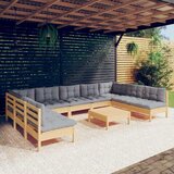  10-dijelna vrtna garnitura od borovine sa sivim jastucima | shoptok.hr