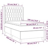  Box spring s madracem LED svjetlosivi 90x190 cm baršun | shoptok.hr