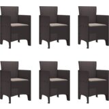 vidaXL 7-delni set za jedilnico z blazinami Temno rjav Poli ratan | Shoptok.si