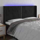 vidaXL LED posteljno vzglavje črno 163x16x118/128 cm žamet | Shoptok.si