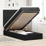 vidaXL Otomanski posteljni okvir z vzmetnicami črn 90x200cm žamet | Shoptok.si