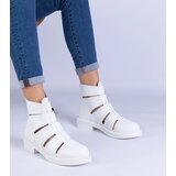 Gemre White eco-leather ankle boots with cutouts on a flat heel Kalipso | shoptok.hr
