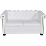 vidaXL Chesterfield kavč dvosed in trosed um. usnje bele barve | Shoptok.si