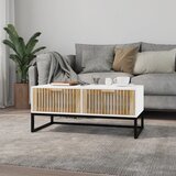 vidaXL Klubska mizica bela 80x40x35 cm inženirski les in železo | Shoptok.si