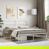 Maison Chic Kovinski Posteljni okvir - Dvoposteljna postelja - Zakonska postelja z vzglavjem bel 160x200 cm-J54, (21759232) | Shoptok.si