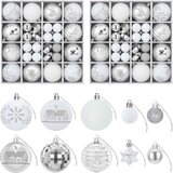  Set božićnih kuglica 88 kom. srebrna i bijela &amp;Oslash; 6 cm Plastika Slike
