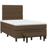  Box spring postelja z vzmetnico temno rjav 120x200 cm blago, (20900169) | Shoptok.si
