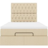 vidaXL Otomanski posteljni okvir z vzmetnico krem 120x200 cm blago | Shoptok.si
