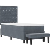vidaXL Krevet na opruge s madracem i klupom tamnosivi 80x200 cm baršun | shoptok.hr