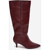 Boto Women's Boots on Low Heel Lined with Eco Leather Bordeaux Marcellia | Shoptok.si