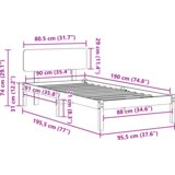  Krevet s uzglavljem vosak smeđa 90x190 cm od čvrstog borovog drva | shoptok.hr