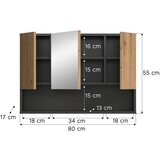 MID.YOU omara z ogledalom mone, barva hrasta, siva | Shoptok.si