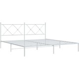 vidaXL Kovinski posteljni okvir z vzglavjem bel 180x200 cm | Shoptok.si