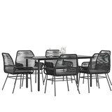 vidaXL 7-dijelni vrtni blagovaonski set s jastucima, crno | shoptok.hr