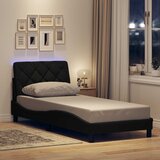 vidaXL Okvir kreveta s LED-om bez madraca crni 90x200cm od tkanine Cijene