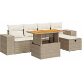  6-dijelni set vrtnih sofa s jastucima bež od poliratana bagrem | shoptok.hr
