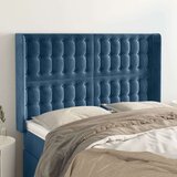  Vzglavje z ušesi temno modro 147x16x118/128 cm žamet, (20952305) Cene