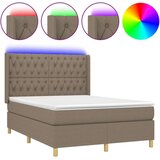  Krevet box spring s madracem LED smeđesivi 140x200 cm tkanina | shoptok.hr