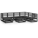 Maison Chic Seti vrtnega pohištva - Vrtna garnitura - Vrtni pohištvo set 8-delna črna trdna borovina, (21803654) | Shoptok.si