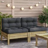 Maison Chic Vrtni kavč - Zunanji kavč brez naslonjal z blazinami 2 kosa impreg. borovina, (22042083) | Shoptok.si