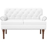  Ljubavni kauč s gumbima Bijela 120 x 65 x 77 cm Umjetna koža | Eponuda.com