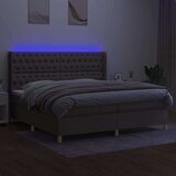  Krevet box spring s madracem LED smeđesivi 200x200 cm tkanina | shoptok.hr