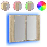  LED kupaonski ormarić s ogledalom boja hrasta 60x12x45 akrilni | Eponuda.com