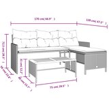  Vrtna sofa L-oblika sa stolom i jastucima siva od poliratana | shoptok.hr
