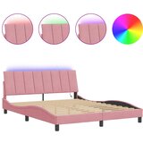 Maison Chic Posteljni okvir - Dvoposteljna postelja - Zakonska postelja z LED lučkami roza 160x200 cm žamet, (21694733) | Shoptok.si