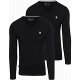 Ombre Set of men's SLIM FIT longsleeves with V neckline and logo 2-pack Cene