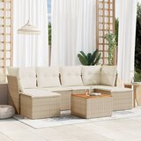 Maison Chic Seti vrtnega pohištva - Vrtna garnitura - Vrtni pohištvo set 7-delna z blazinami bež poli ratan, (21801251) | Shoptok.si