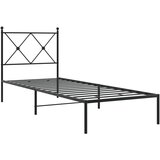  The Living Store Kovinski posteljni okvir z vzglavjem črn 80x200 cm - Posteljni Okvir, (21529305) | Shoptok.si