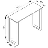 XXXL Barska Miza Xona B, Bela, Srebrna, 140x50 | Shoptok.si