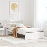 vidaXL Posteljni okvir z vzglavjem brez vzmetnice bel 100x200 cm Cene