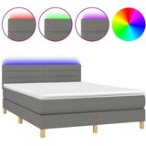  box spring s madracem LED tamnosivi 140x190 cm tkanina | shoptok.hr