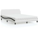vidaXL Postelja z vzmetnico bela in črna 160x200 cm umetno usnje | Shoptok.si