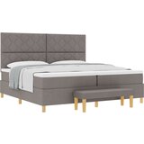 vidaXL Box spring krevet Sivo-smeđa 200 x 200 cm tkanina | shoptok.hr