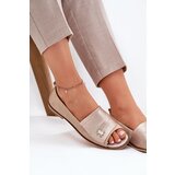 Zazoo Leather Elegant Ballet Flats With Open Toes Beige 1865 | Shoptok.si