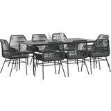 vidaXL 9-dijelni vrtni blagovaonski set s jastucima crnog poliratana | shoptok.hr