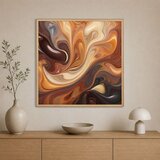 Wallxpert uramljena slika na platnu Cc-K-Ah-1018, apstraktni fluidni talasi u braon, karamel i krem tonovima, 80 x 80 cm Cene