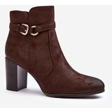 Kesi Women's leather ankle boots with buckle, Brown Lasima Cene