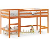 vidaXL Otroški pograd z lestvijo voščeno rjav 90x190 cm trdna borovina | Shoptok.si