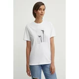 Calvin Klein Bombažna kratka majica ženska, bela barva, K20K207579