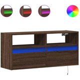  Zidni TV ormarić s LED svjetlima smeđa boja hrasta 100x31x45 cm | Eponuda.com