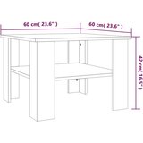  Stolić za kavu boja hrasta 60x60x42 cm od konstruiranog drva | shoptok.hr