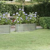 vidaXL visoka greda iz prašno premazanega jekla 114x40x36 cm srebrna Cene