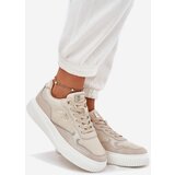 EVENTO Womens Leather Sneakers On Platform Beige Velarria | Shoptok.si